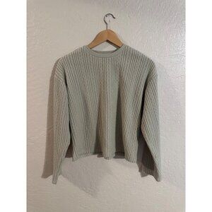 Y Philosophy Dark Taupe Cable Knit Fisherman Style Long Sleeved Crewneck Sweater